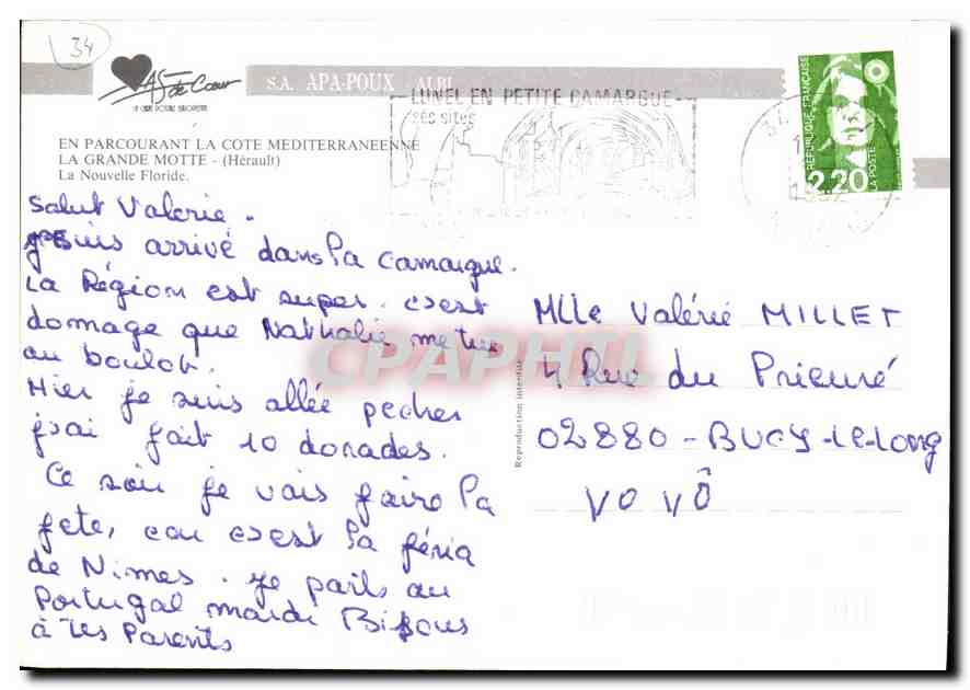 CPM En Parcourant la Cote Mediterraneenne la Grande motte Herault la Nouvelle Floride  — Rückseite