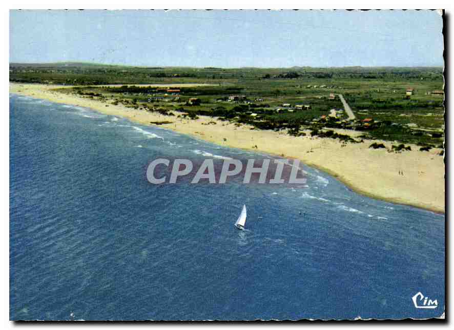 CPM Portiragnes Herault vue aerienne la Plage et le Camping 