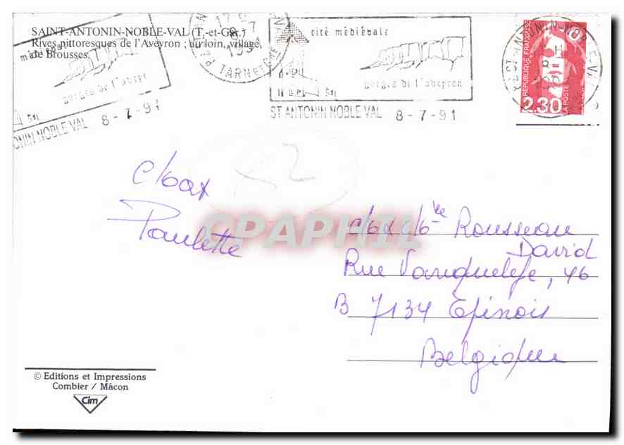 CPA Saint Antonin Noble Val T et G Rives pittoresque de l'Aveyron  — Rückseite