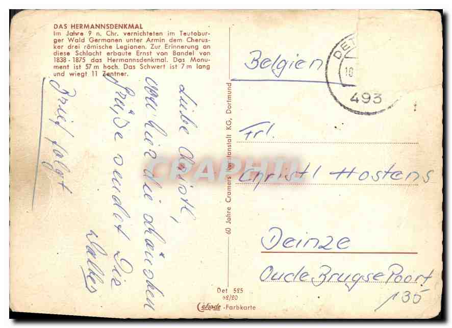 CPA Hermannsdenkmal  — Rückseite