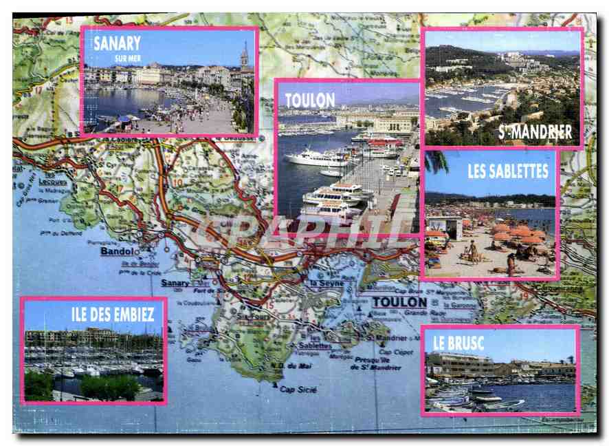 CPM Souvenir de la Cote d'Azur Sanary Toulon St Mandrier Iles des Embiez Le Brusc