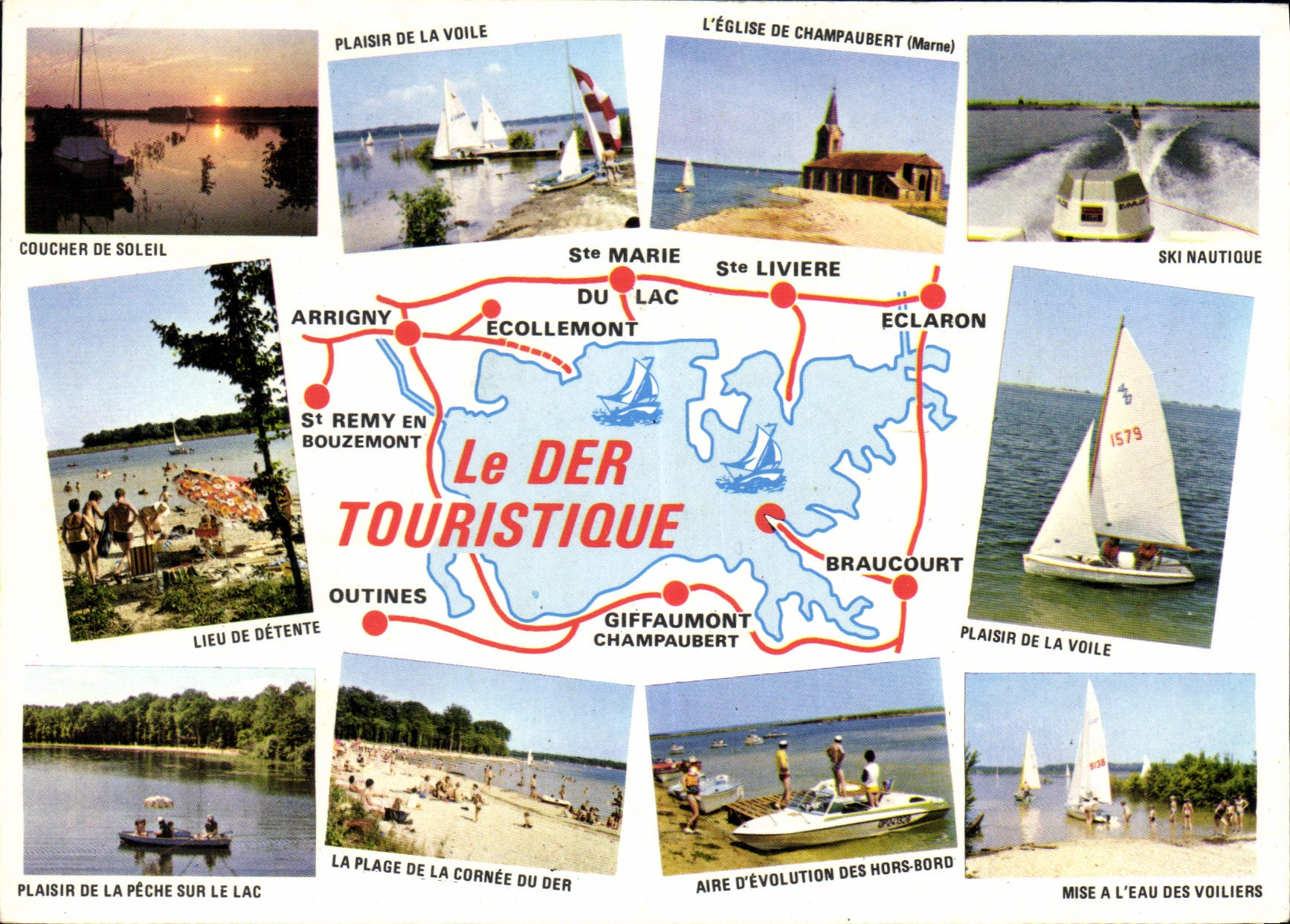 CPM Le Der Touristique Eivc coucher de soleil ski nautique plaisir de la voile lieu de detente mise 