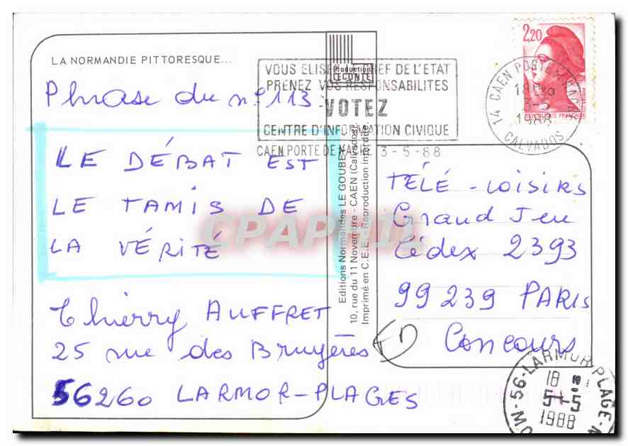 CPM La Normandie pittoresque affectueuses pensees de Normandie  — Rückseite