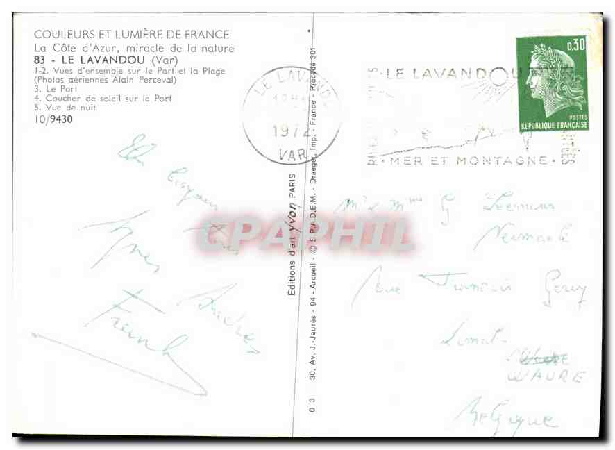 Lavandou — Ricordo di Lavandou — Edizioni d'arte Yvon — Verso