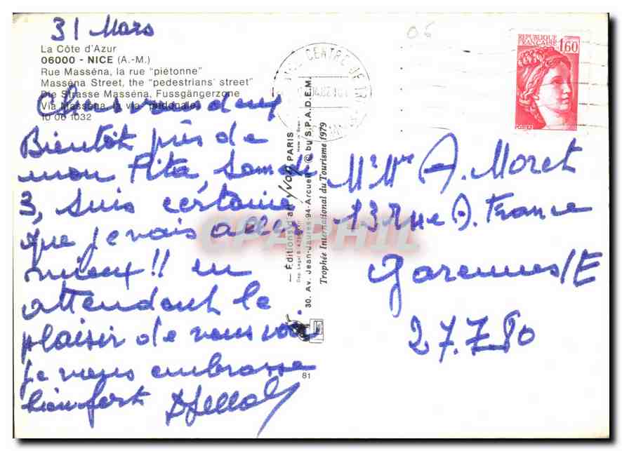 CPA La Cote d'Azur Nice A M Rue Massena la rue pietonne  — Rückseite