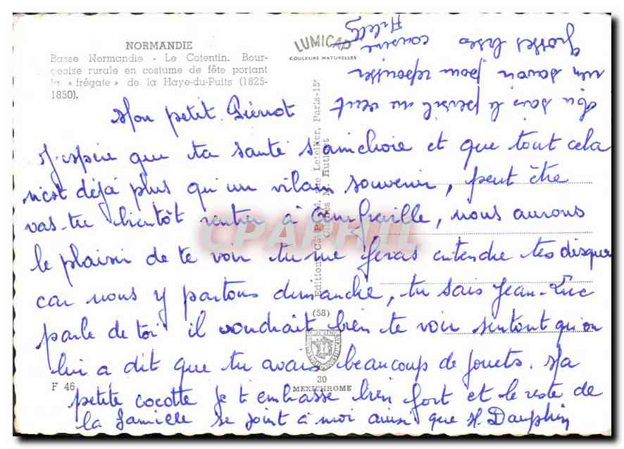 CPM Normandie Basse Normandie Le Cotentin  — Rückseite