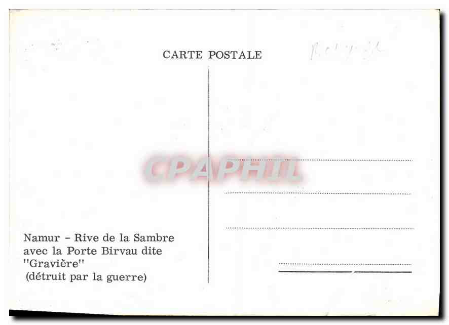 CPM Namur Rive de la Sambre avec la Porte Birvau dite Graviere detruit par la guerre  — Rückseite