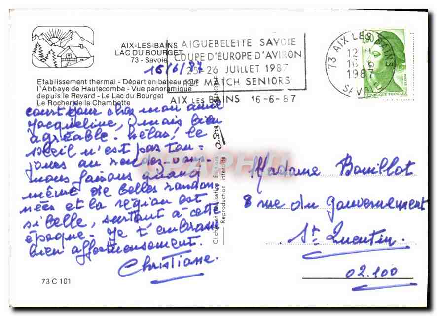 CPM Aix les Bains Lac du Bourget Savoie  — Rückseite