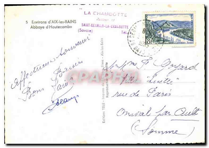 CPM Environs d'Aix les Bains Abbaye d'Hautecombe  — Rückseite