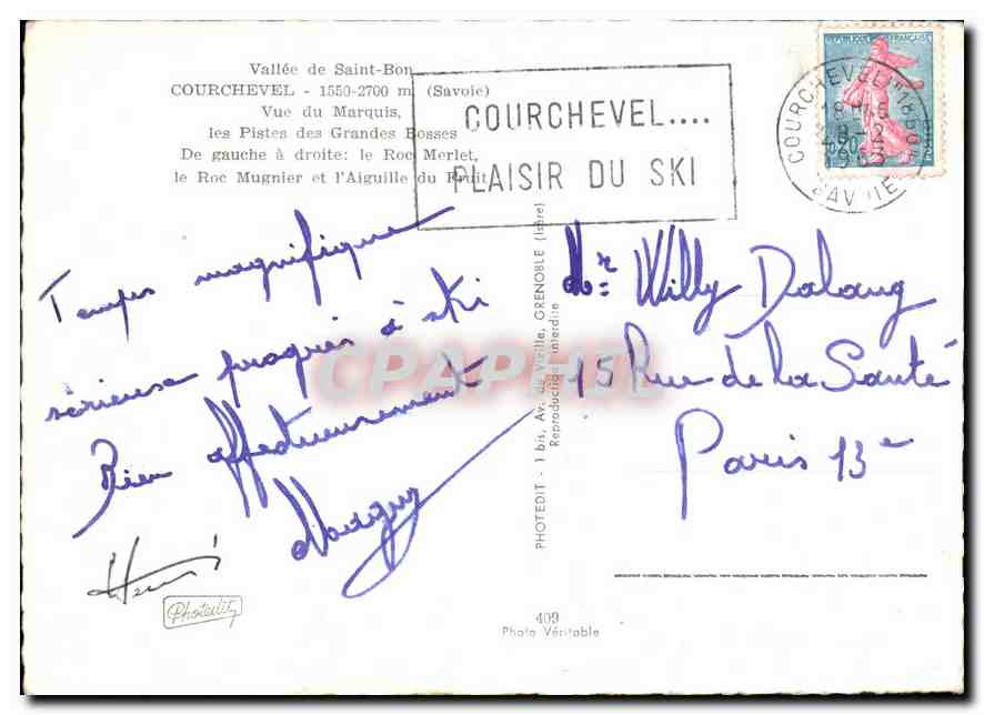 CPM Vallee de Saint Bon Courchevel Savoie vue du Marquis les Pistes des Grandes Bosses de gauche a d — Rückseite
