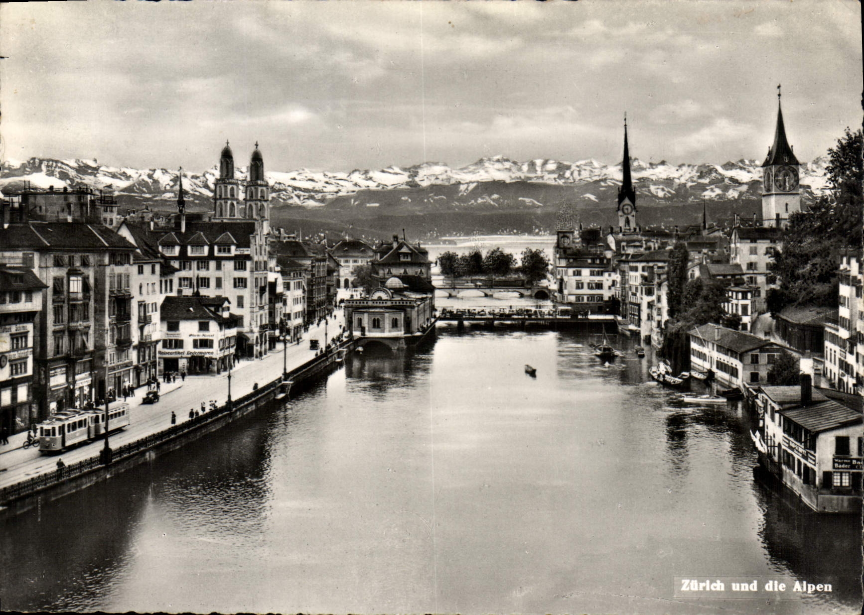 Zurich und die Alpen — vue panoramique de la ville et des montagnes enneigées — Photoglob-Werthi A. G. (n° 1770)