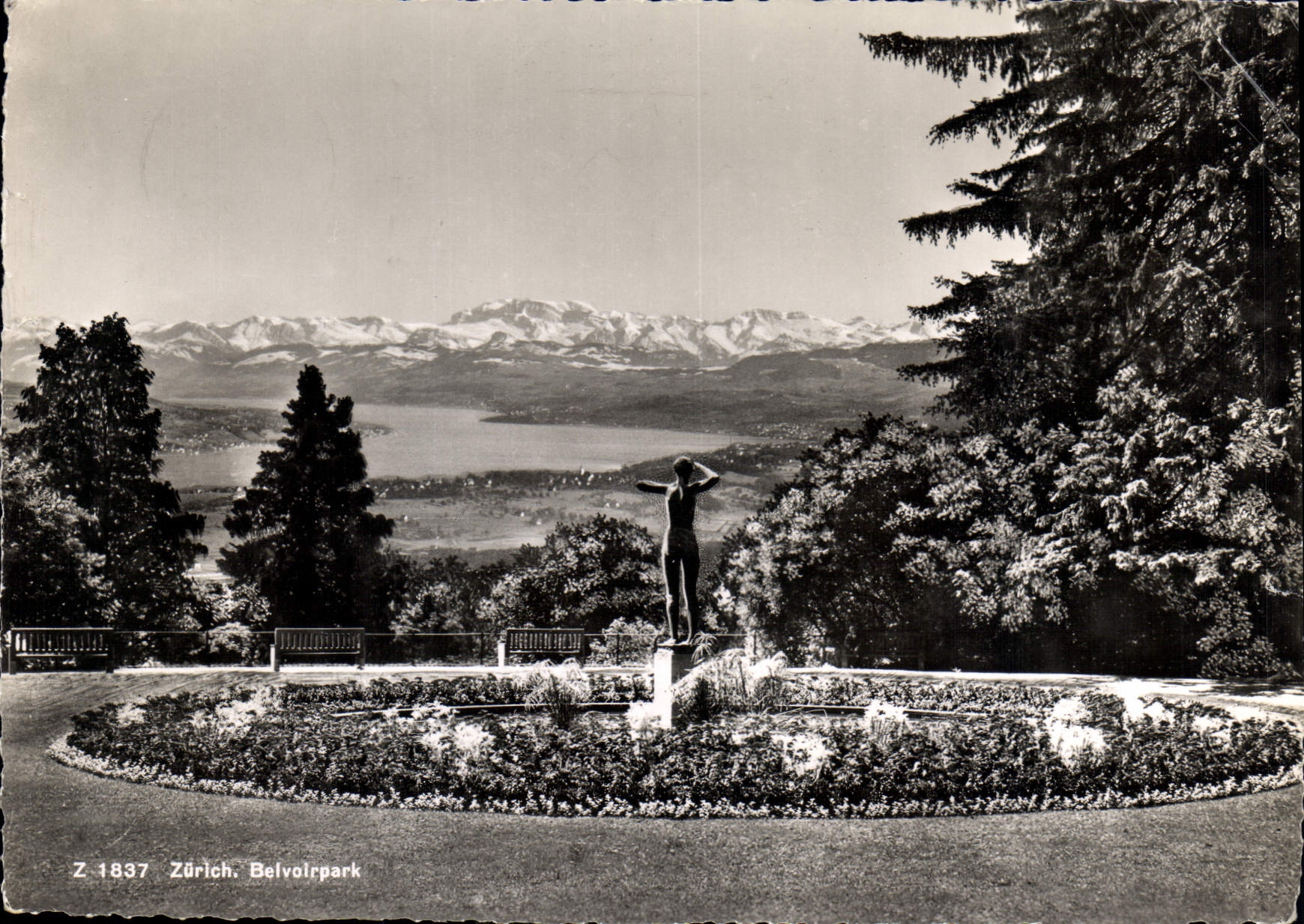 Zürich. Belvoirpark — vue panoramique sur le lac et les Alpes — éditeur Zürich, n° Z-1837