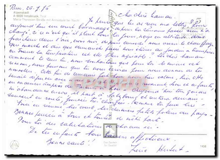 CPM Alpenstadt Innsbruck Tirol Maria Theresien Strabe mit Annasaule  — Rückseite