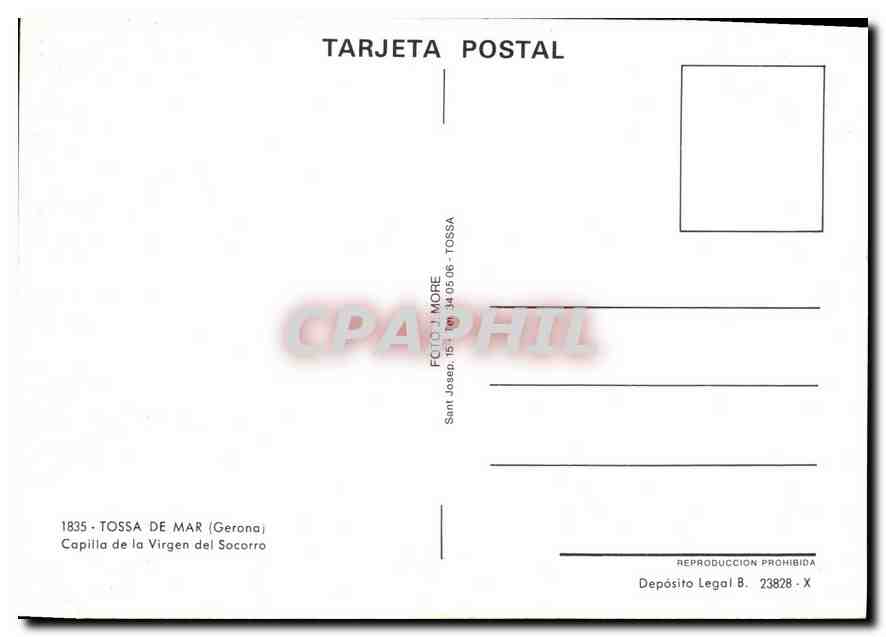 CPM Tossa de Mar Gerana Capilla de la Virgen del Socorro  — Rückseite