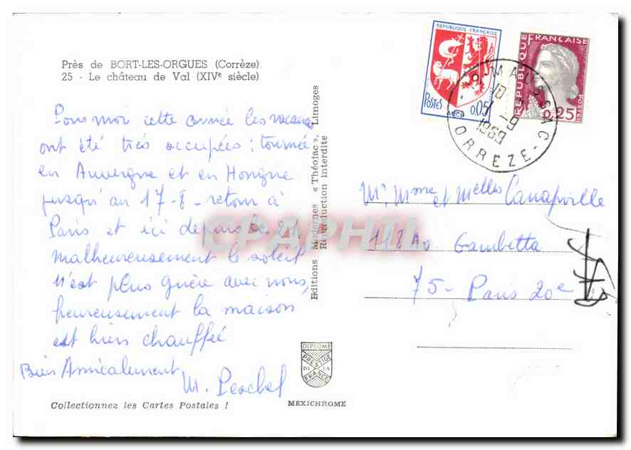 CPM Pres de Bort les Orgues Correze le Chateau de Val XIV siecle  — Rückseite