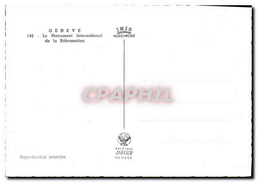 CPM Geneve le Monument International de la Reformation  — Verso