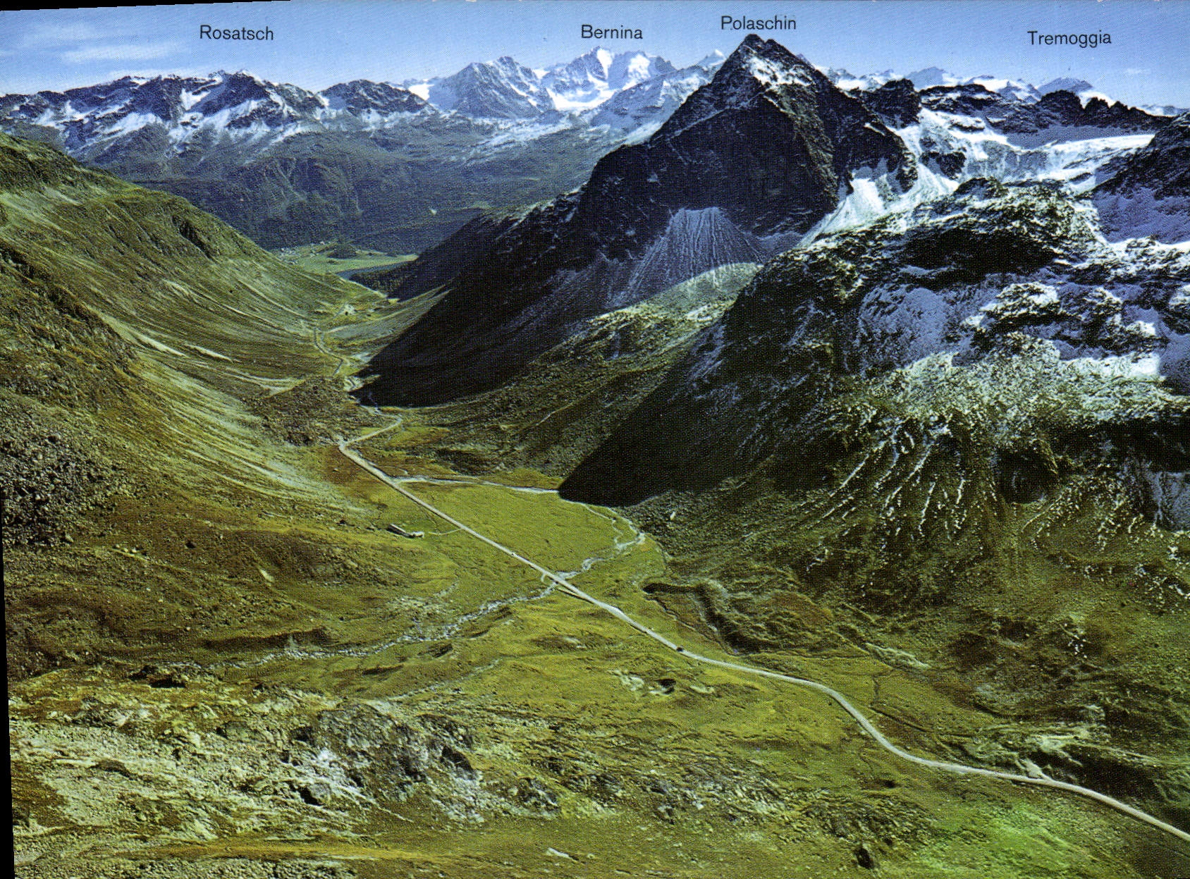 CPM Julier Pass Engadinerseite gegen Piz Bernina Piz Polaschin 