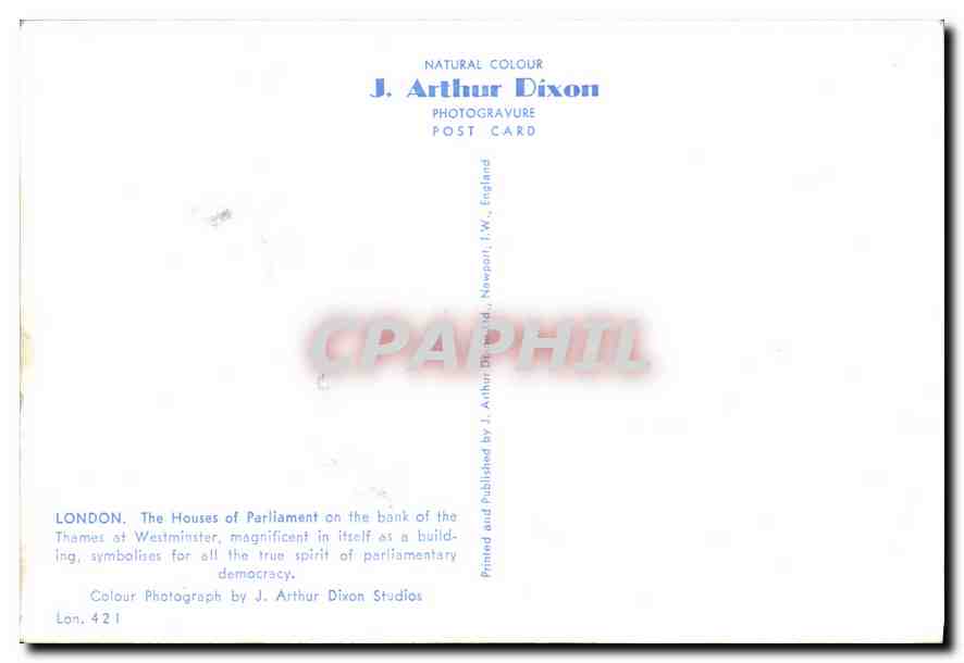 CPM London The Houses of Parliament  — Verso