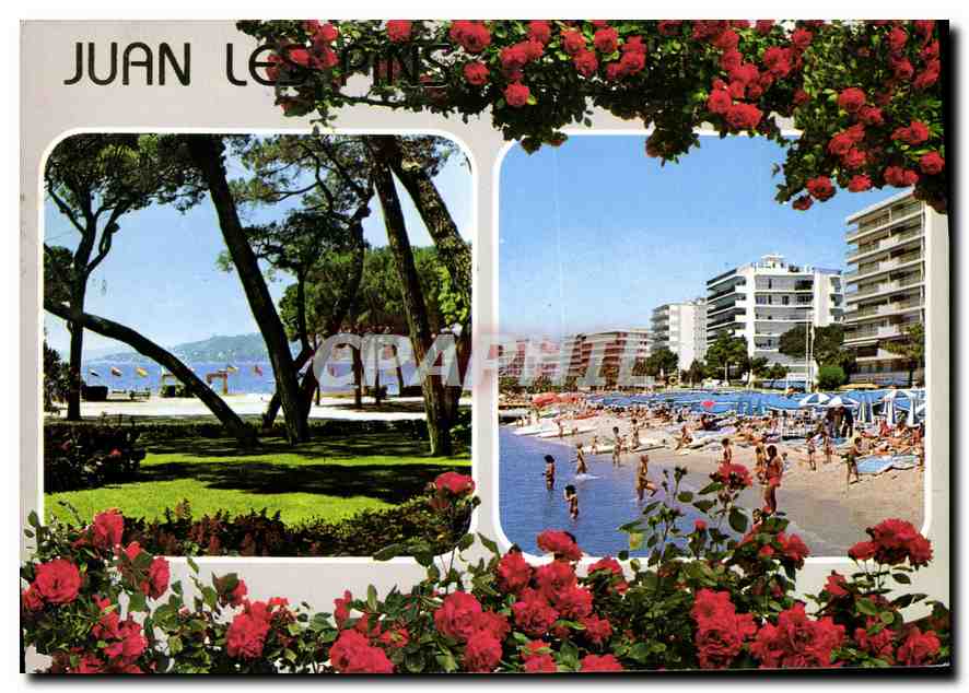 Juan les Pins — vue de la plage et du parc — Éditions S.E.P.T. - NICE