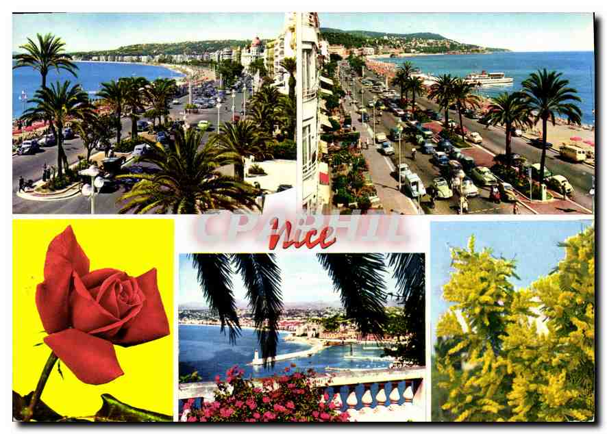 CPM La Cote d'Azur Nice La Promenade des Anglais et le Mont Boron l'Entree du Port 