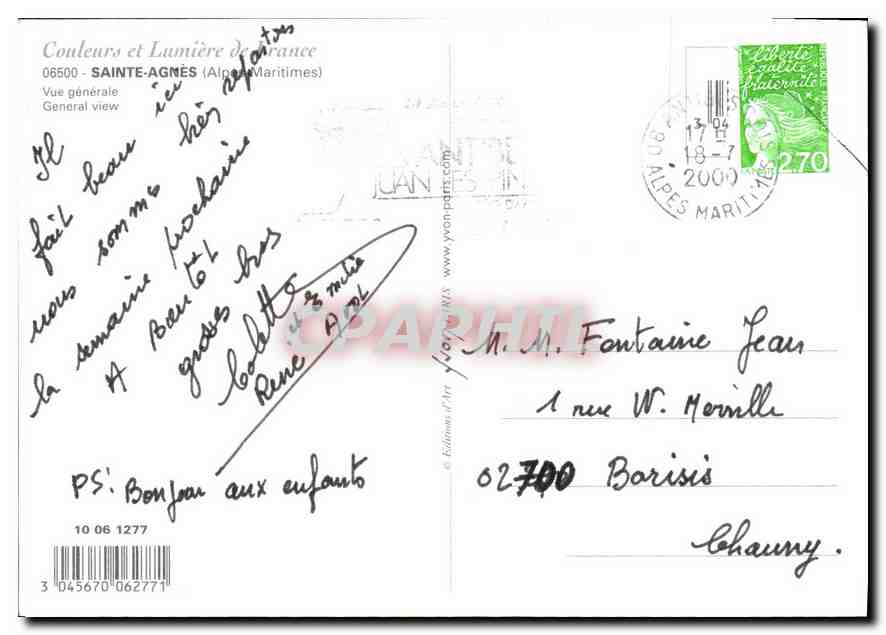 CPM Couleurs et lumiere de France Sainte Agnes Alpes Maritimes Vue generale  — Verso