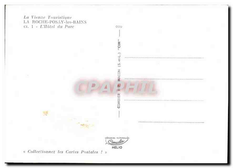 L'Hôtel du Parc — La Roche-Posay-les-Bains — Éditeur Combiér (S.-et-L.) 'CIM' — Reverso