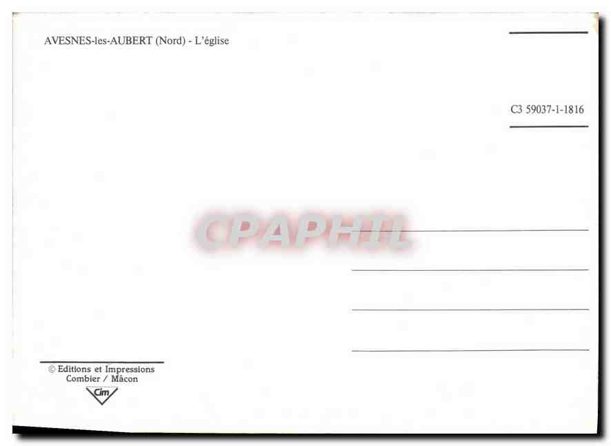 CPM Avesnes les Aubert Nord L'Eglise  — Rückseite