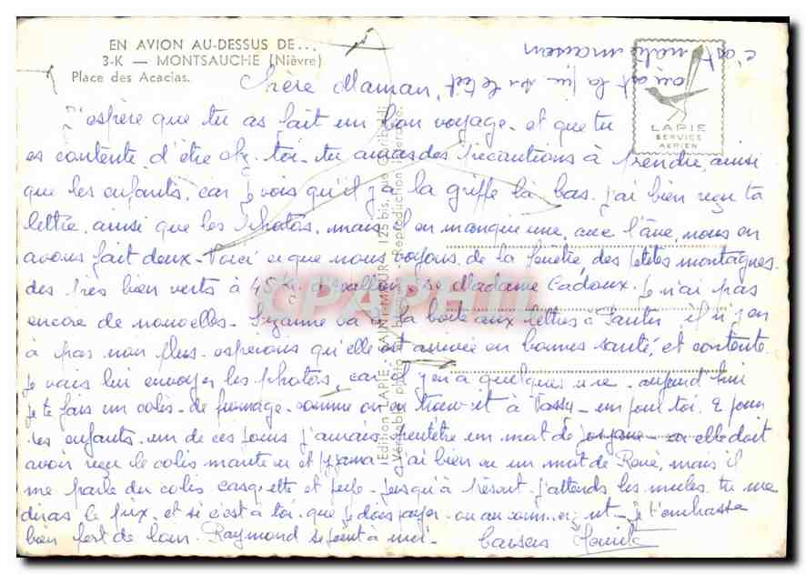 Montsauche (Nièvre) — vista aérea — edición Lapie — Reverso