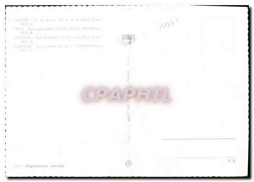 CPM Geneve Bateau — Verso