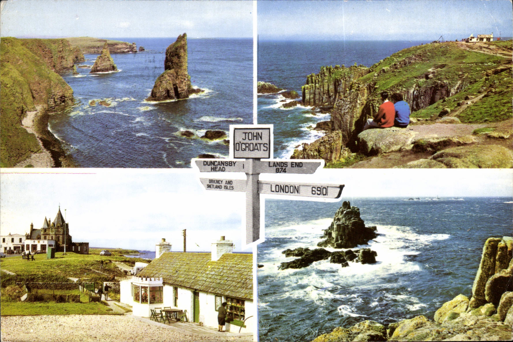 CPM Stacks of Duncansby Hotel and Last house John O' Groats