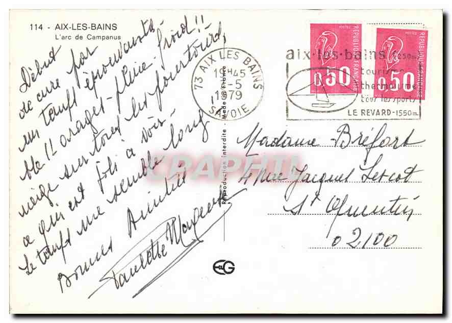 CPM Aix les Bains l'arc de Campanus  — Rückseite
