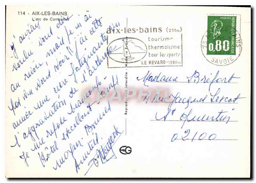 CPM Aix les Bains l'arc de Campanus  — Rückseite