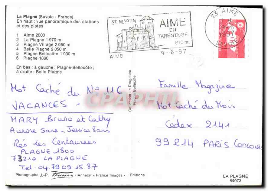 La Plagne — vue panoramique des stations et des pistes — Éditions France Images — Verso