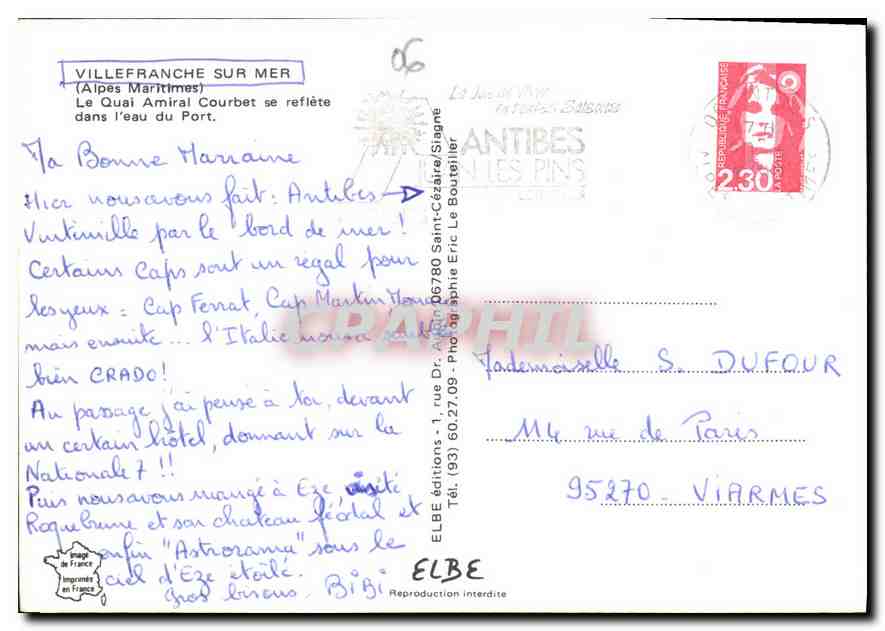 Villefranche-sur-Mer — Le Quai Amiral Courbet se reflète dans l'eau du port — ELBE éditions, n°06 — Rückseite