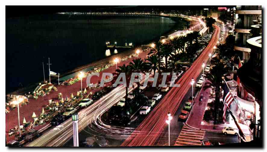 CPM La Cote d'Azur Nice La Promenade des Anglais la nuit 