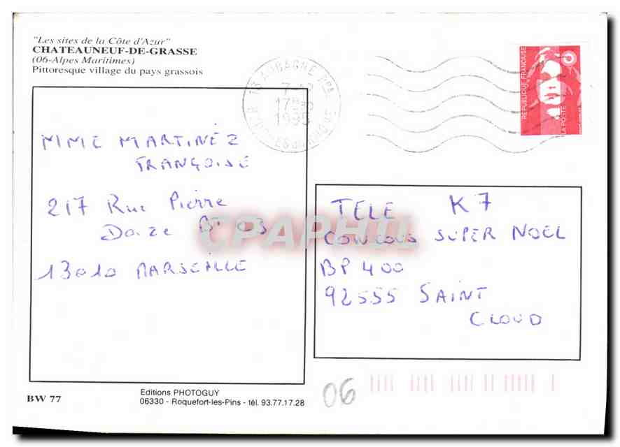 CPM Les sites de la Cote d'Azur Chateauneuf de Grasse Alpes Maritimes Pittoresque village du pays gr — Rückseite