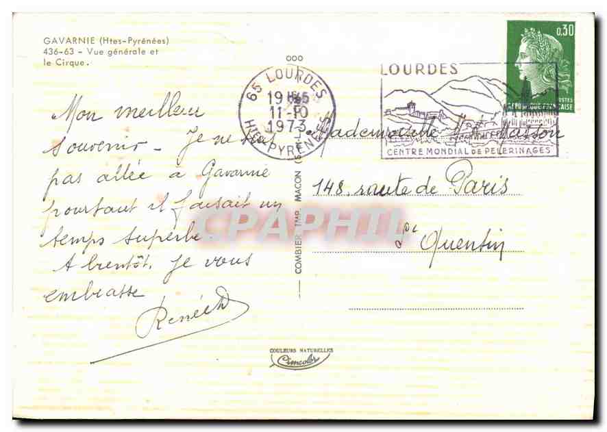CPM Gavarnie Htea Pyrenees vue generale et le Cirque  — Verso