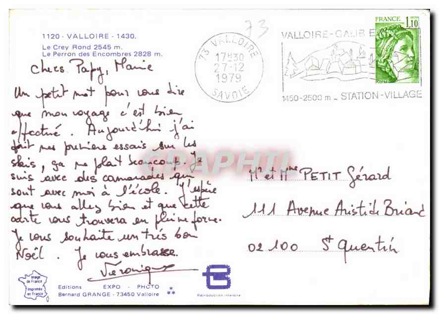 CPM Valloire Le Crey Rond le Perron des Encombres  — Rückseite