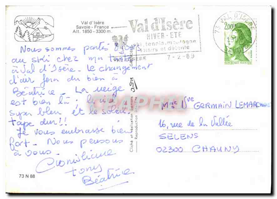 CPM Val d'Isere Savoie France  — Rückseite