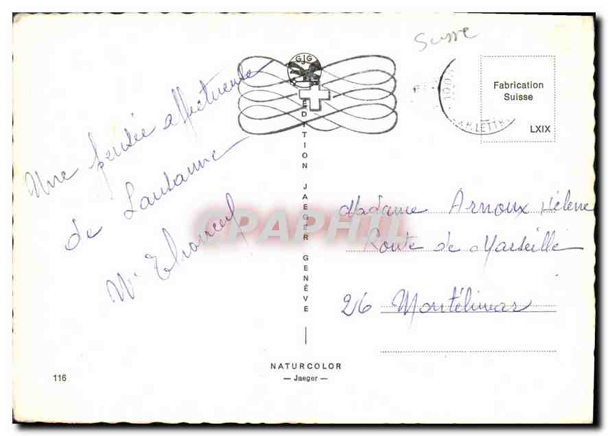 CPM Souvenir de Geneve  — Verso