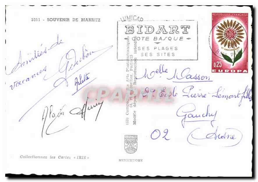 CPM Souvenir de Biarritz  — Verso