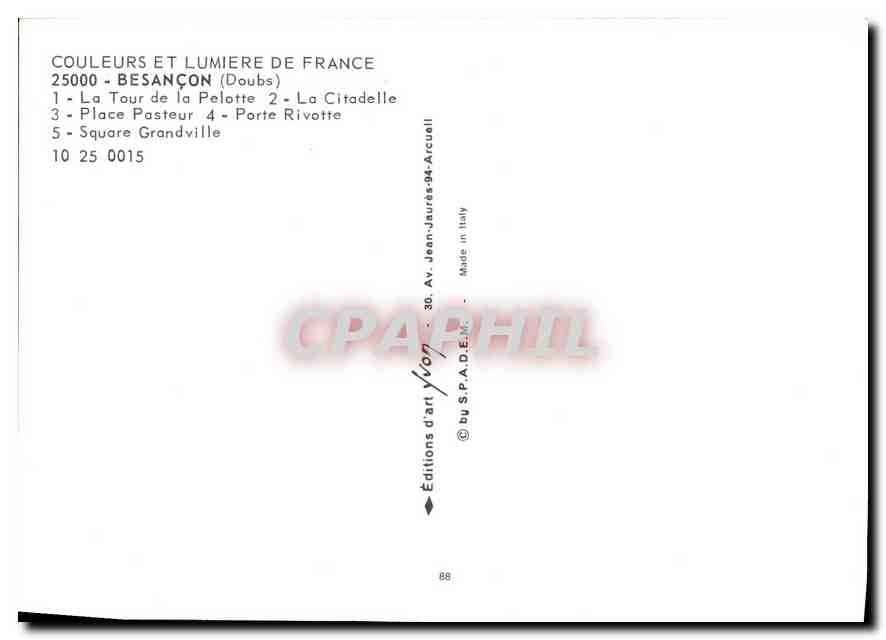 Besançon — Collage de 5 vues — Éditions S.P.A.D.E.M. — Rückseite
