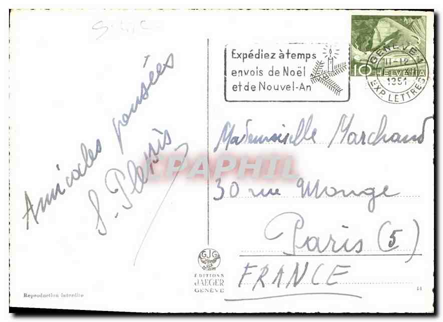 CPM Geneve Pont du Mont Blanc  — Verso