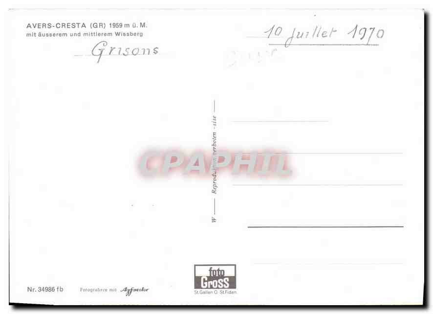 CPM Avers Cresta Gr mit ausserem und mittierem Wissberg  — Rückseite