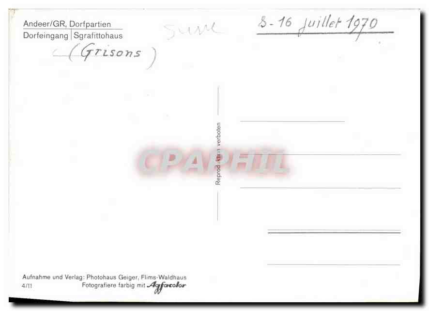 CPM Andeer GR Dorfpartien Dorfeingang Sgrafittohaus  — Back