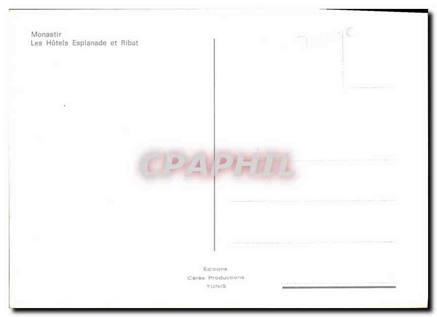 CPM Monastir les Hotels Esplanade et Ribat  — Verso