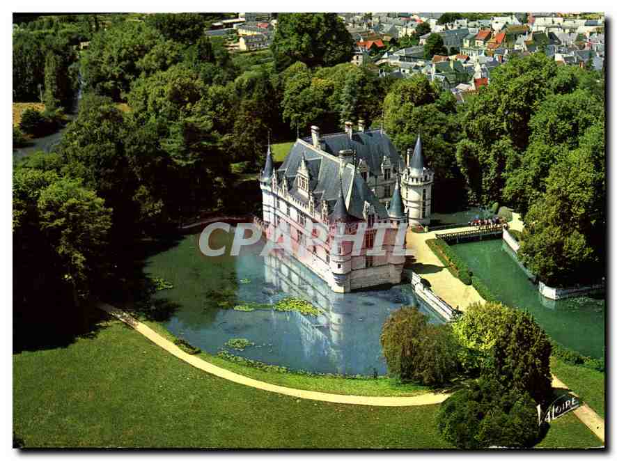 CPM les Merveilles du Val de Loire Azay le Rideau Indre et Loire le Chateau du XVI siecle entoure pa