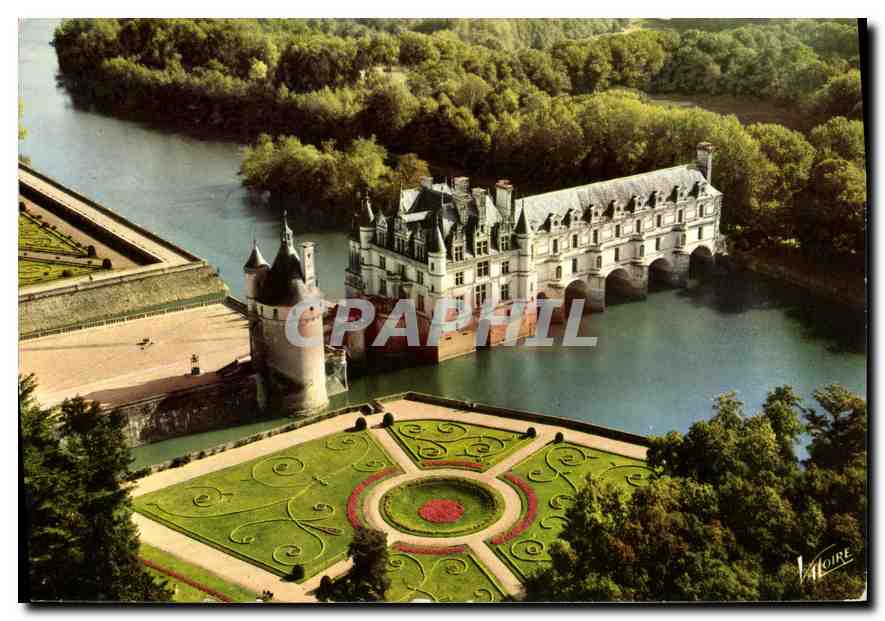 CPM les Merveilles du Val de Loire Chenonceaux Indre et Loire Vue aerienne du Chateau 
