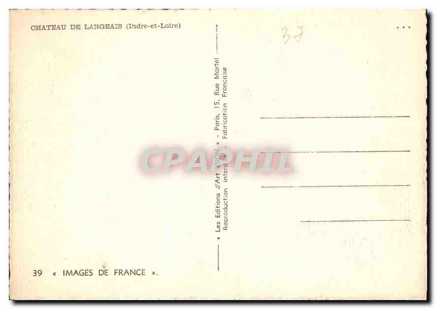 CPM Chateau de Langeais Indre et Loire Images de France  — Verso