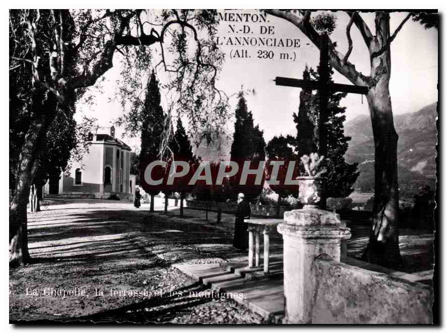 CPM Menton A M N D de l'Annonciade La Chapelle la terrasse les montagnes 
